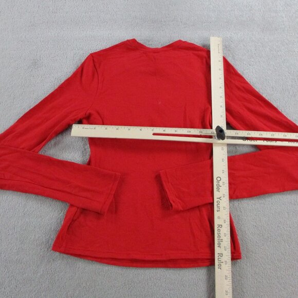 SKIMS Cotton Jersey Long Sleeve T Shirt Womens Small Cranberry Red NWT - Picture 4 of 9